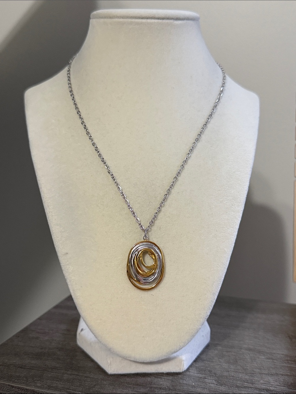 Stainless Steel 2 Toned Pendant Necklace